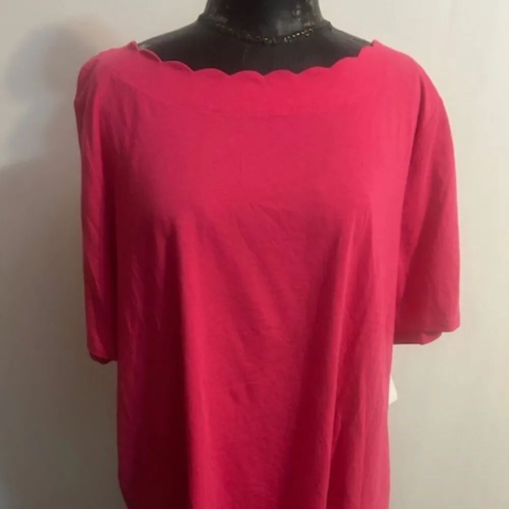 Talbots Pink Scalloped Neck Pima Cotton 3/4 sleeves top, size 3X